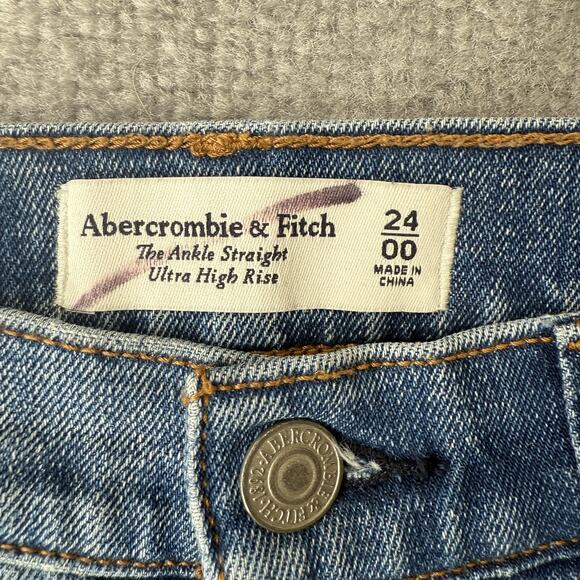 Abercrombie & Fitch Jeans Womens 24 00 Ankle Straight Ultra High Rise Distressed - Picture 4 of 12